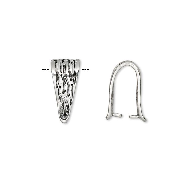 Bail, ice-pick, antiqued sterling silver, 14x6mm fancy triangle, 11mm grip length. Sold individually. image number 0