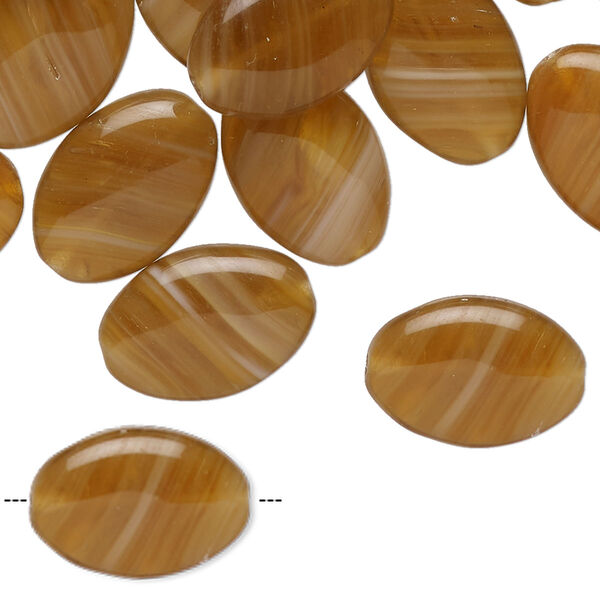 Bead, Czech pressed glass, translucent brown and dark brown, 16x11mm puffed oval with swirl design. Sold per 2-ounce pkg, approximately 45 beads. image number 0