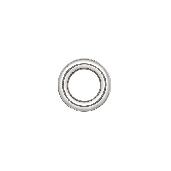 Link, antiqued silver-finished copper-coated plastic, 14mm undrilled open round, 8mm hole. Sold per 50-gram pkg, approximately 140 links. image number 0