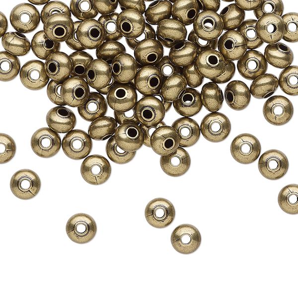 Bead, antique gold-plated brass, 4.5x3mm saucer. Sold per pkg of 100. image number 0