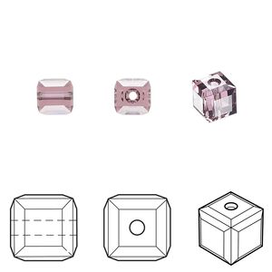 Bead 6pk iris, Crystal Passions® 6mm cube 5601