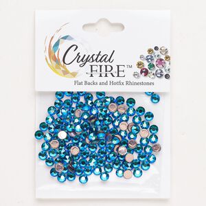 Flat back 144pk blue zircon foil back, Crystal Fire® 3.80-4.00mm hotfix round SS16