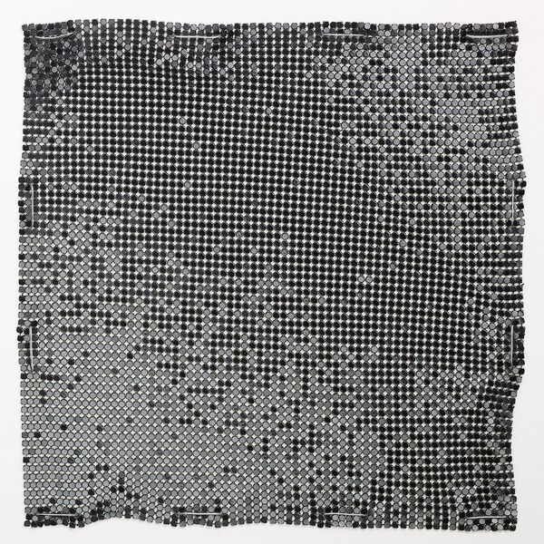 Sequin sheet, anodized aluminum, black, 8-inch single-sided square with 3mm sequins, 1.5mm thick. Sold individually. image number 0
