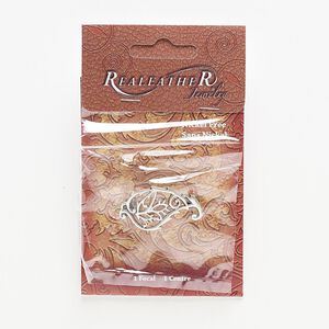 Focal, antiqued silver-finished steel and "pewter" (zinc-based alloy), 38x20mm paisley with floral cutout design and (2) screw fasteners. Sold individually.