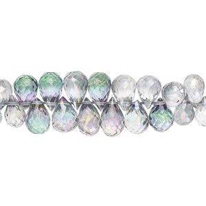Luster topaz 1pkg1, hand-cut top-drilled faceted briolette bead 4 inch graduated 6x5mm-8x6mm