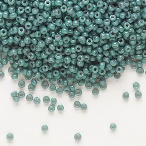 Seed bead, Miyuki, glass, pkg/250g, #11 rocaille, Duracoat® opaque outside dyed eucalyptus, (RR-4481).