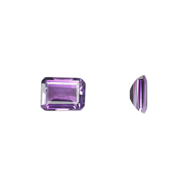Gem, amethyst (natural), light to medium, 9x7mm faceted emerald-cut, A grade, Mohs hardness 7. Sold individually. image number 0