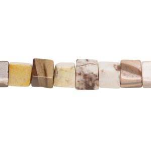 Bronze zebra jasper 1pkg1, cube bead natural 15 inch 6-7mm