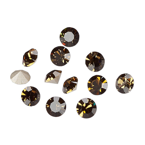 Chaton 12pk smoked topaz foil back, Preciosa MAXIMA Czech crystal rhinestone 6.14-6.32mm 15-cut faceted round SS29 image number 0