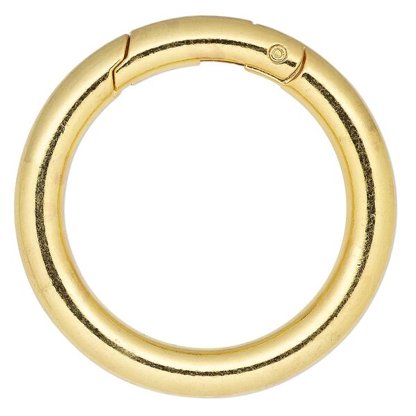 Clasp, self-closing hook, gold-finished steel and "pewter" (zinc-based alloy), 44.5mm round, 6mm thick. Sold per pkg of 2. image number 0