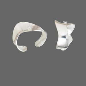 Bracelet component, cuff, sterling silver, 18-23mm wide smooth curve with 3 loops, adjustable. Sold individually.