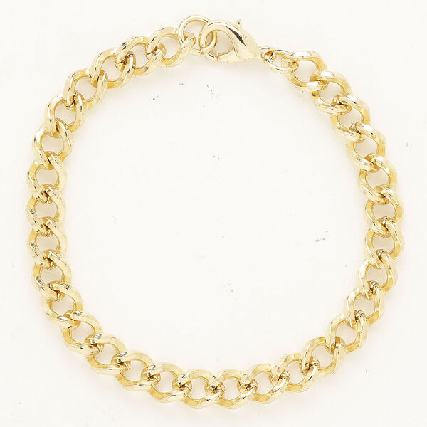 Chain 1pkg1 "pewter" (zinc-based alloy) / stainless steel, 7.1mm curb, 7 inches / lobster claw clasp gold finish image number 0