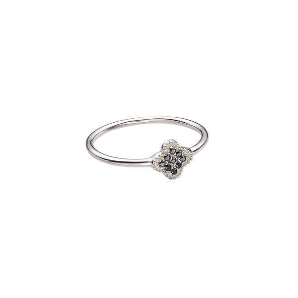 Ring, sterling silver and cubic zirconia, clear and black, 8mm wide, size 10. Sold individually. image number 0