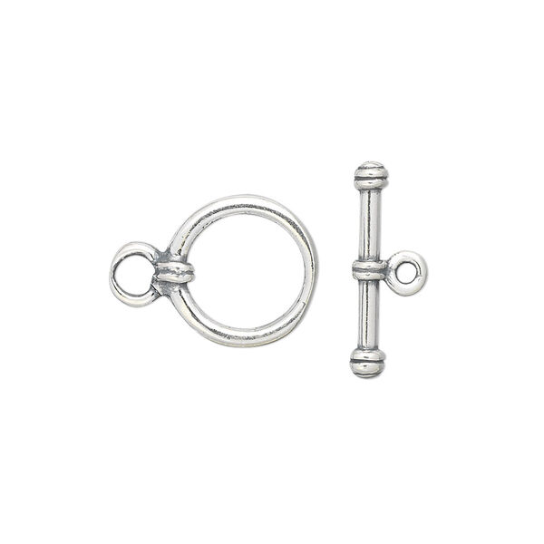 Clasp, JBB Findings, toggle, sterling silver, 12mm round. Sold individually. image number 0