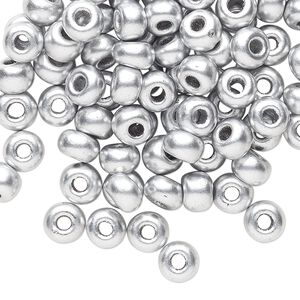 Seed bead, Preciosa Ornela Czech glass, pkg/50g, #2 rocaille, opaque metallic soft silver alabaster white, (01700).