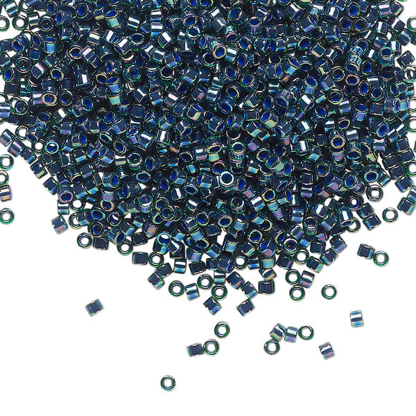 Seed bead, Delica®, glass, pkg/250g, #11 round, translucent emerald-lined rainbow green (DB-0276). image number 0