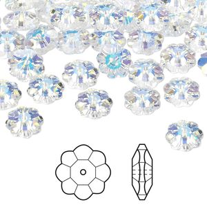 Margarita flower 12pk crystal AB, Crystal Passions® 8x3mm 3700
