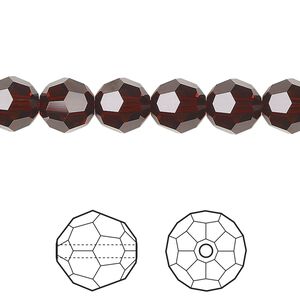 Bead 12pk smoked amber, Crystal Passions® 8mm round 5000