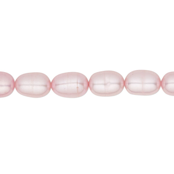 Pearl, cultured freshwater (dyed), blush, 7-8mm rice, C grade, Mohs hardness 2-1/2 to 4. Sold per 16-inch strand. image number 0