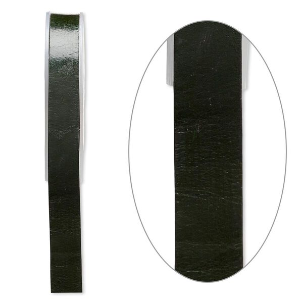 Cord, leather, green, 16mm flat. Sold per 5-yard spool. image number 0