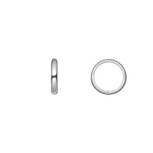 Jump ring, sterling silver, 10mm soldered round, 7.5mm inside diameter, 12 gauge. Sold per pkg of 10.