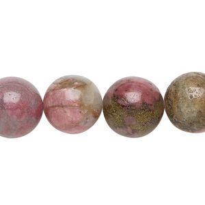 Rhodonite 1pkg1, round bead natural 15 inch 14mm