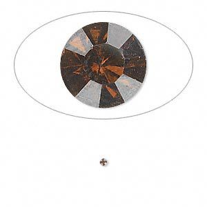 Chaton, glass rhinestone, smoky topaz, foil back, 1.5-1.6mm faceted round, PP9. Sold per pkg of 72.