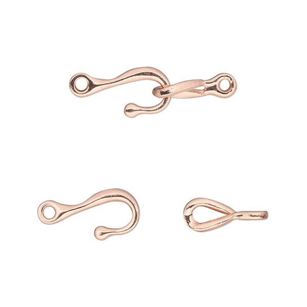 Clasp, hook-and-eye, copper-plated brass, 12x7mm twist. Sold per pkg of 10. image number 0