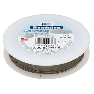 Wire, Beadalon®, nylon and stainless steel, bright, 49 strand, 0.015-inch diameter. Sold per 1000-foot spool.