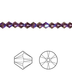 Bead 1440pk amethyst shimmer 2X, Swarovski® 4mm XILION bicone 5328