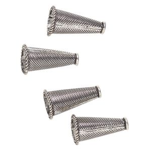 Cone, antique silver-finished "pewter" (zinc-based alloy), 25x14mm-26x14mm textured cone. Sold per pkg of 4.