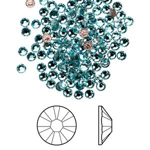 Flat back 144pk light turquoise foil back, Crystal Passions® hotfix rhinestone 2.7-2.9mm rose round SS10 2038HF