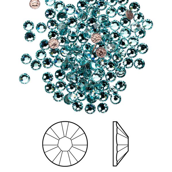 Flat back 144pk light turquoise foil back, Crystal Passions® hotfix rhinestone 2.7-2.9mm rose round SS10 2038HF image number 0
