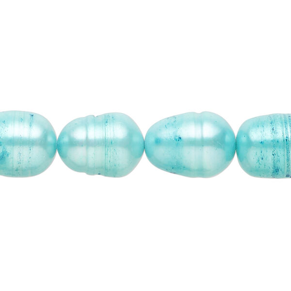 Freshwater pearl 1pkg1, rice, 19 inch dark sky blue 9-10mm cultured image number 0
