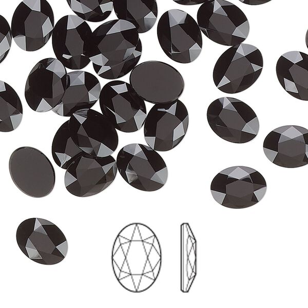 Flat back 6pk jet, Crystal Passions® 8x6mm oval 2603 image number 0