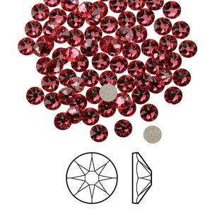 Flat back 144pk Indian pink foil back, Crystal Passions® 3-3.2mm rose round SS12 2088