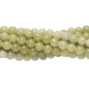 Green serpentine 1pkg10, round bead natural 15.5-16 inch 4mm