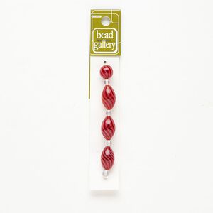 Bead 1pkg4 handblown glass, 12mm round / 20x12mm-21x13mm oval / line design, assortment translucent black / red / white