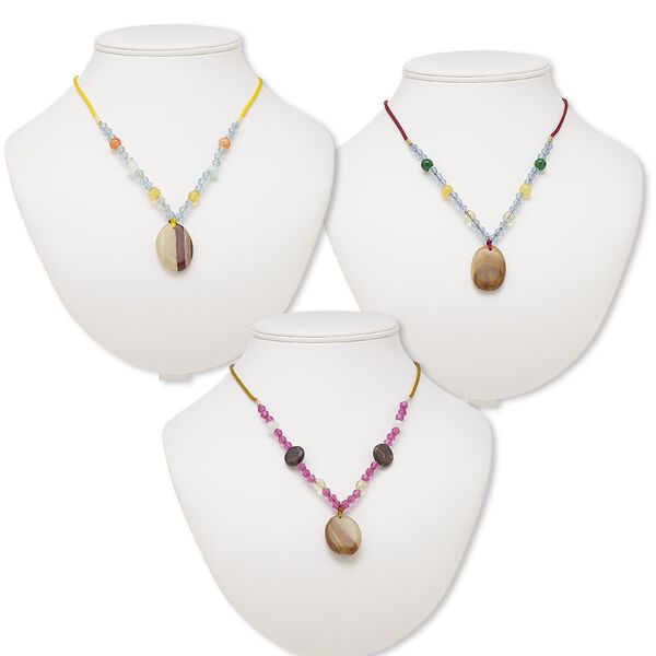 Brown italian "onyx" / multi-gemstone / acrylic 1pkg3, oval necklace continuous 20 inch mix 30x20mm-34x24mm image number 0