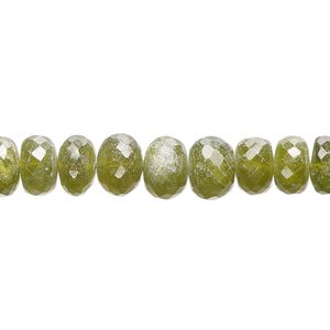 Grossularite garnet 1pkg1, hand-cut faceted rondelle bead natural 9 inch graduated 5x3mm-8x7mm