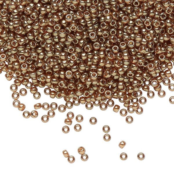 Seed bead, Miyuki, glass, pkg/250g, #11 rocaille, translucent gold luster topaz, (RR-311). image number 0