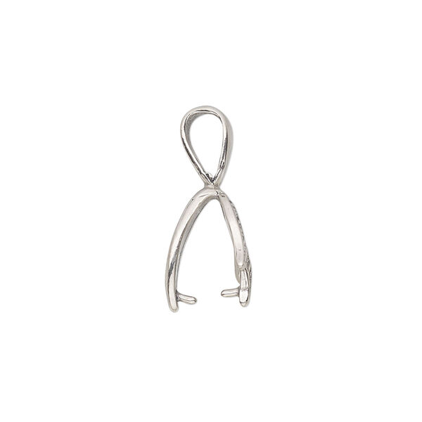 Bail, JBB Findings, ice-pick, antiqued sterling silver, 14x13mm leaf, 10mm grip length. Sold individually. image number 1