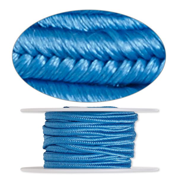 Cord, soutache, polyester, light blue, 3.5mm wide. Sold per 6-yard spool. image number 0