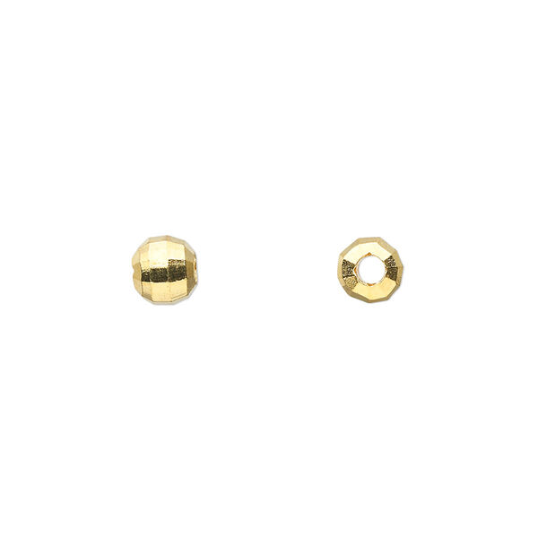 Bead, gold-finished brass, 5mm faceted round. Sold per pkg of 24. image number 0
