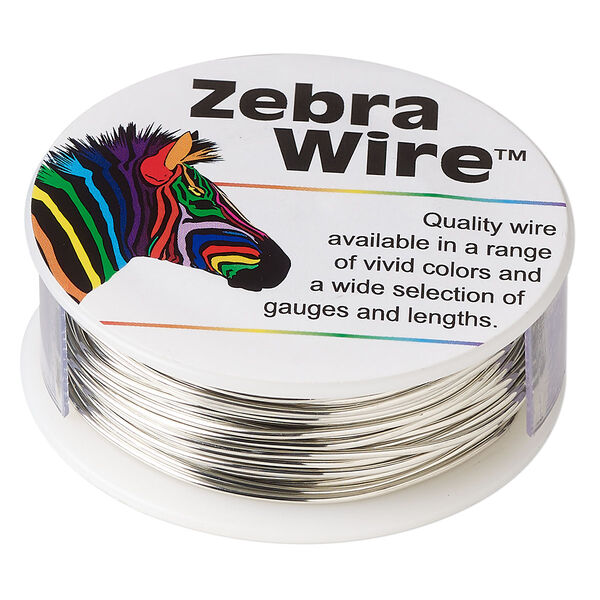 Wire, Zebra Wire™, copper, silver color, round, 18 gauge. Sold per 1/4-pound spool, approximately 17 yards. image number 0