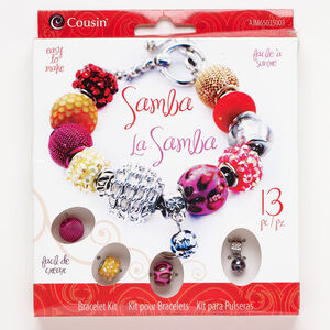 Bracelet kit 1pkg13, silver-finished "pewter" / brass / steel / acrylic / leather / glass, mixed colors, 8x4mm-18x15mm assorted shapes.