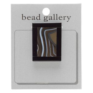 Banded black onyx 1pkg1, top-drilled rectangle focal 40x30mm