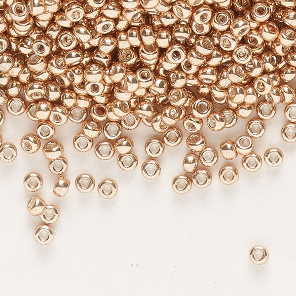 Seed bead, Miyuki, glass, pkg/25g, #11 rocaille, opaque galvanized champagne, (RR-1072L). image number 0