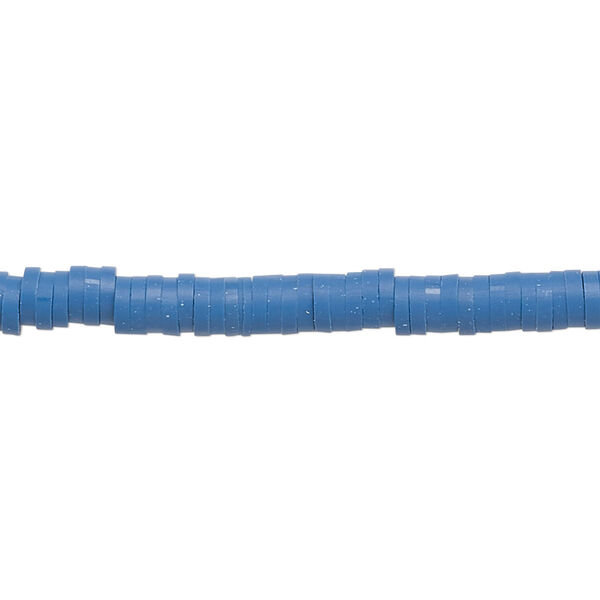 Bead, polymer clay, opaque dark blue, 4x1mm heishi. Sold per pkg of (2) 15-1/2" to 16" strands. image number 0