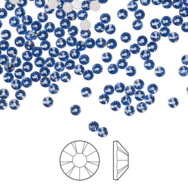 Flat back 144pk sapphire foil back, Preciosa MAXIMA Czech crystal hotfix rhinestone 2.3-2.5mm chaton rose round SS8 image number 0